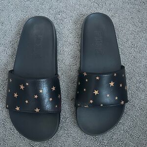PINK Victoria's Secret Starry Black Slide Sandals
